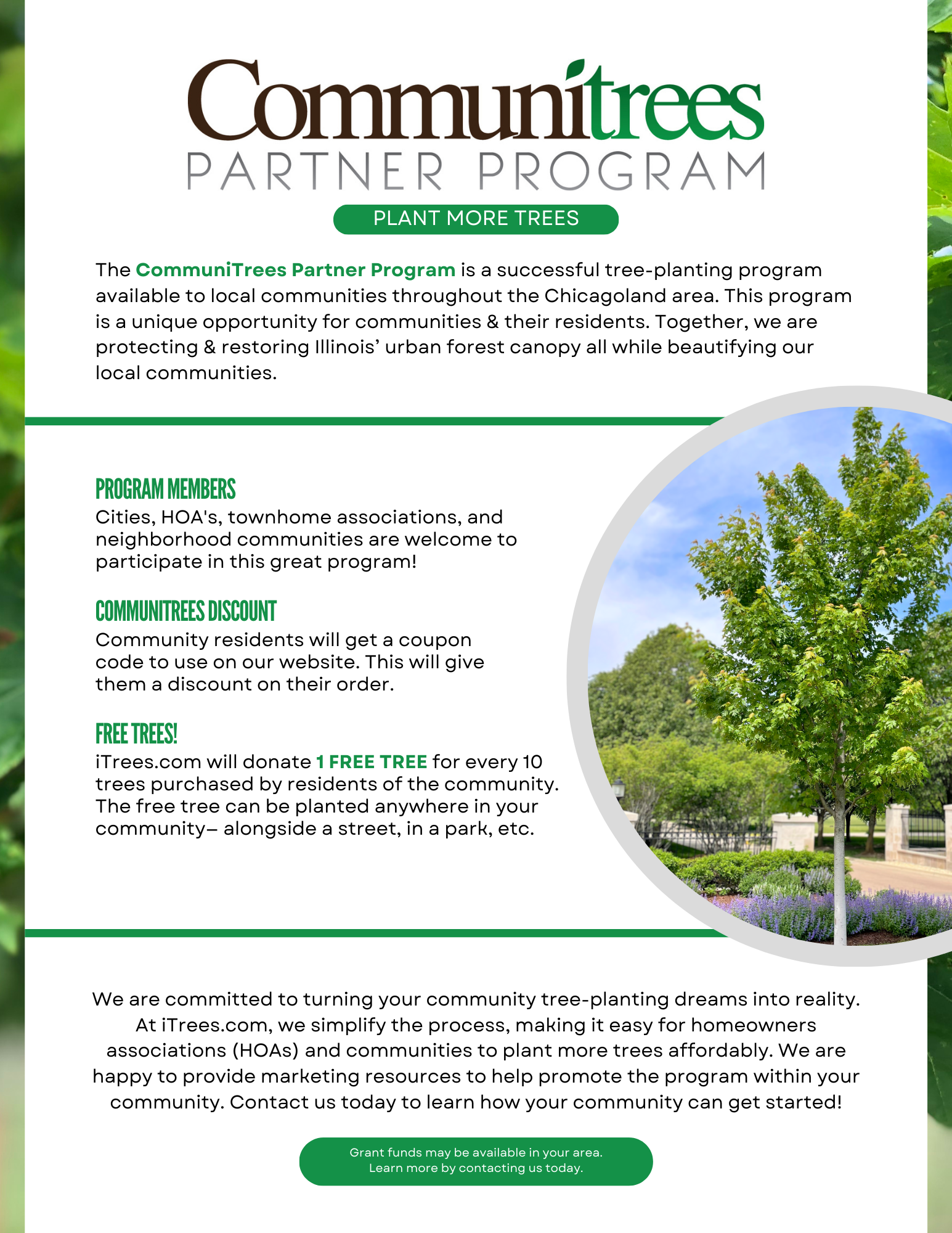 iTrees.com CommuniTrees Partner Program Informational Flyer